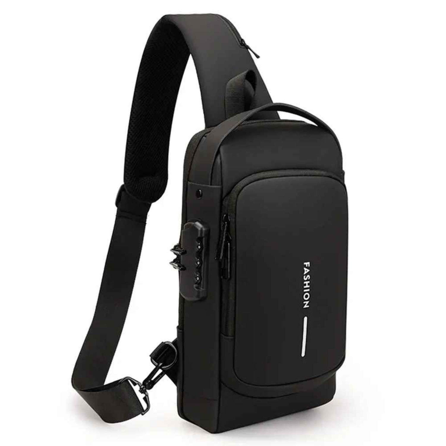 Front view of the Black Smart Anti-Theft Crossbody Bag from Basic Clothes Co.