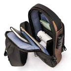 Detailed view of internal pockets and organizational dividers within the Basic Clothes Co. crossbody bag