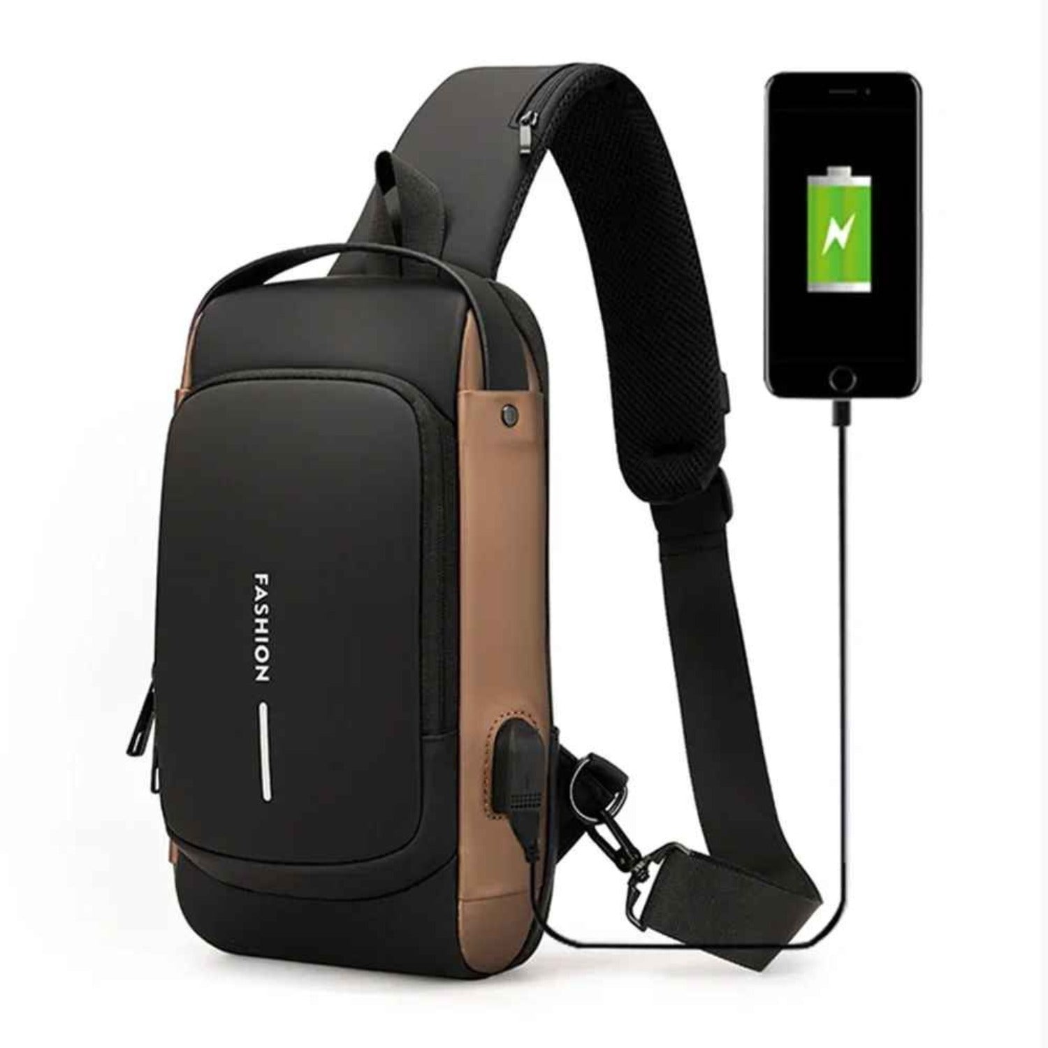 Tablet fitting perfectly into the protective sleeve of the Basic Clothes Co. Smart Crossbody Bag
