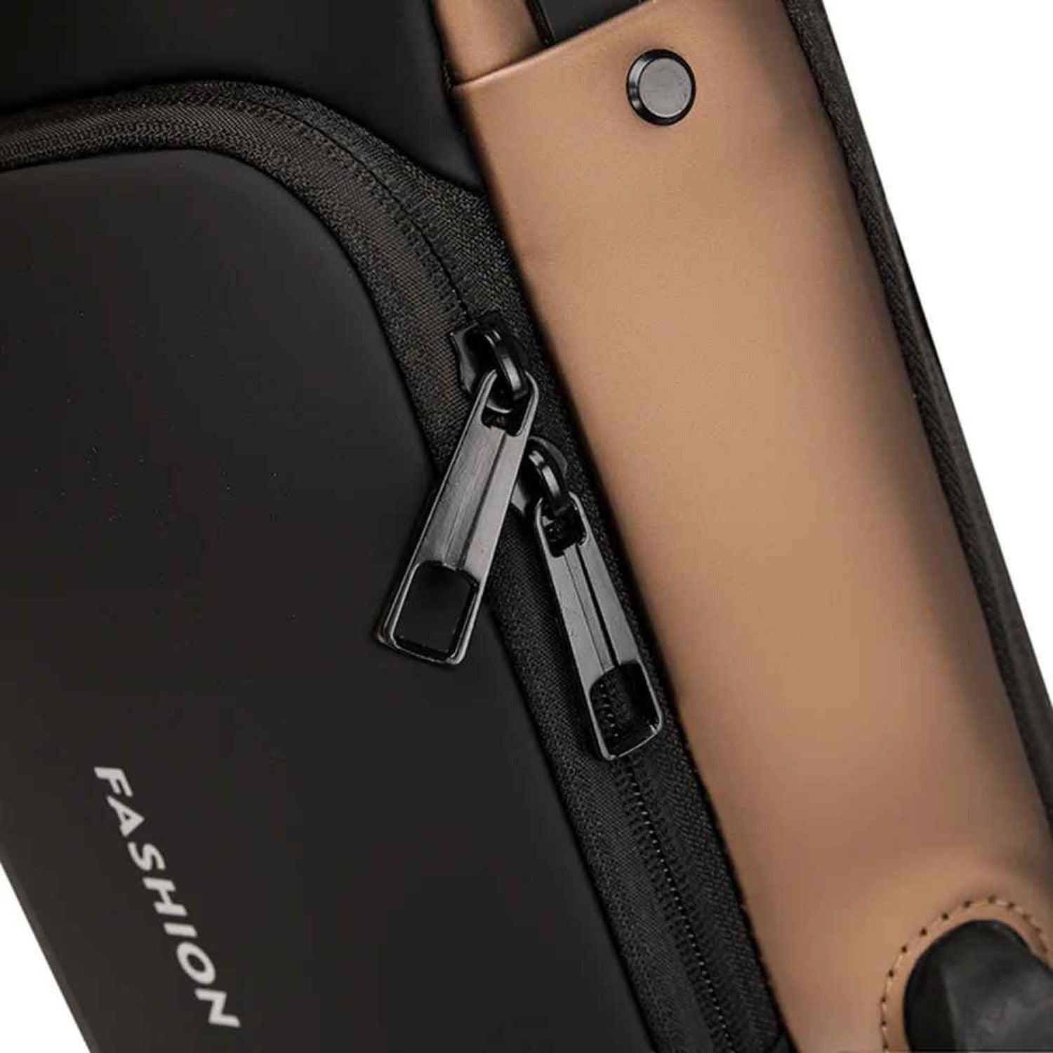 Zipper pulls securely fastened into the anti-theft combination lock on the Basic Clothes Co. crossbody bag