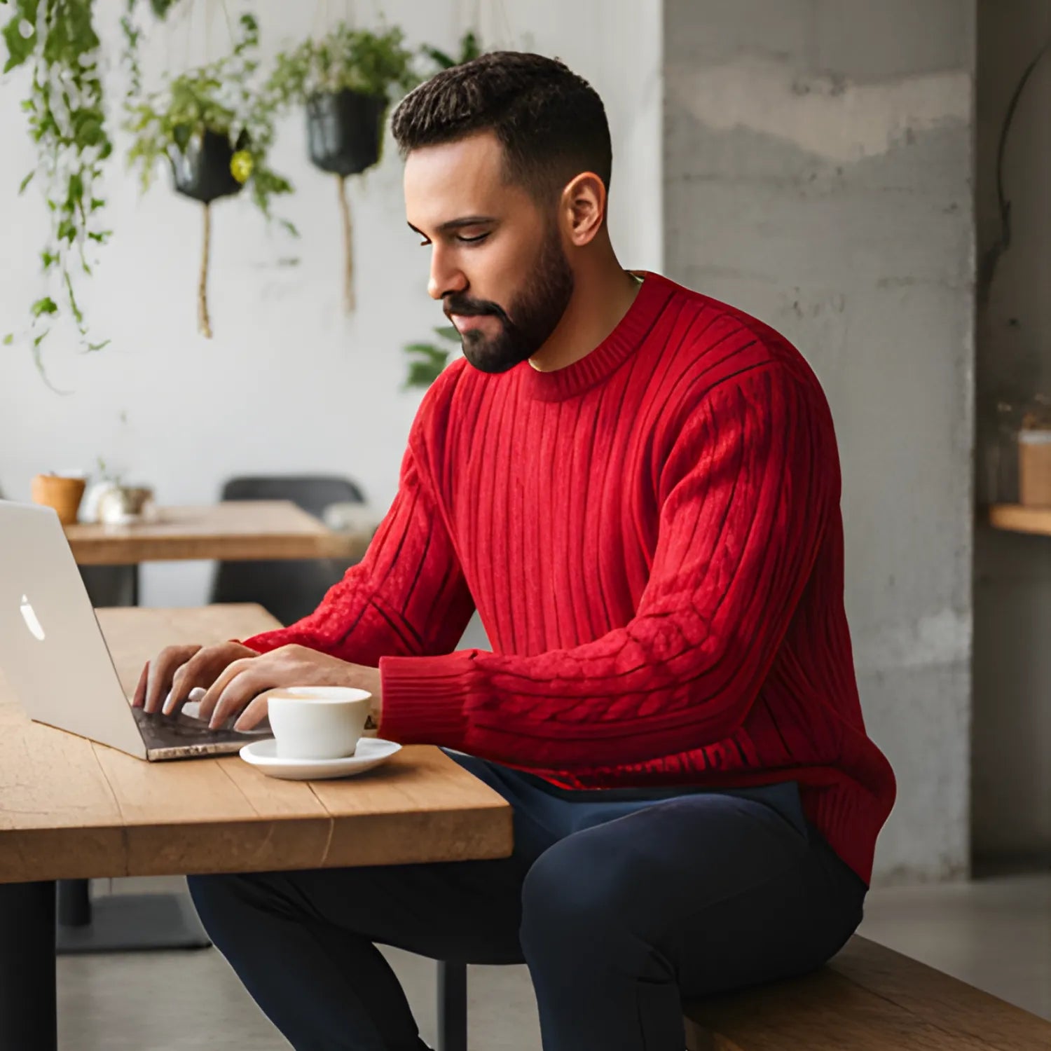 Man styling the Basic Clothes Co. Classic Knit Pullover as a layer, demonstrating its versatility for different outfits.